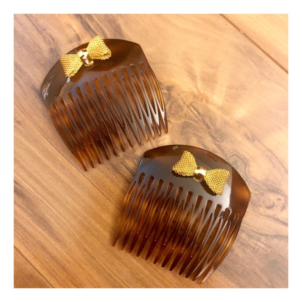 💫sold💫 French Hair Combs, Vintage Bow Hair Combs - Picture 2 of 5